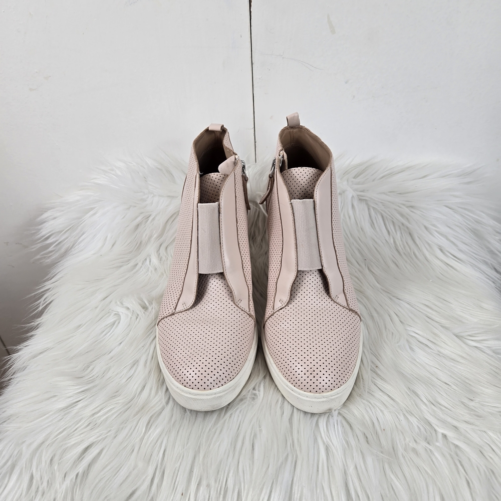 Paolo Pink Perforated Wedge Sneakers